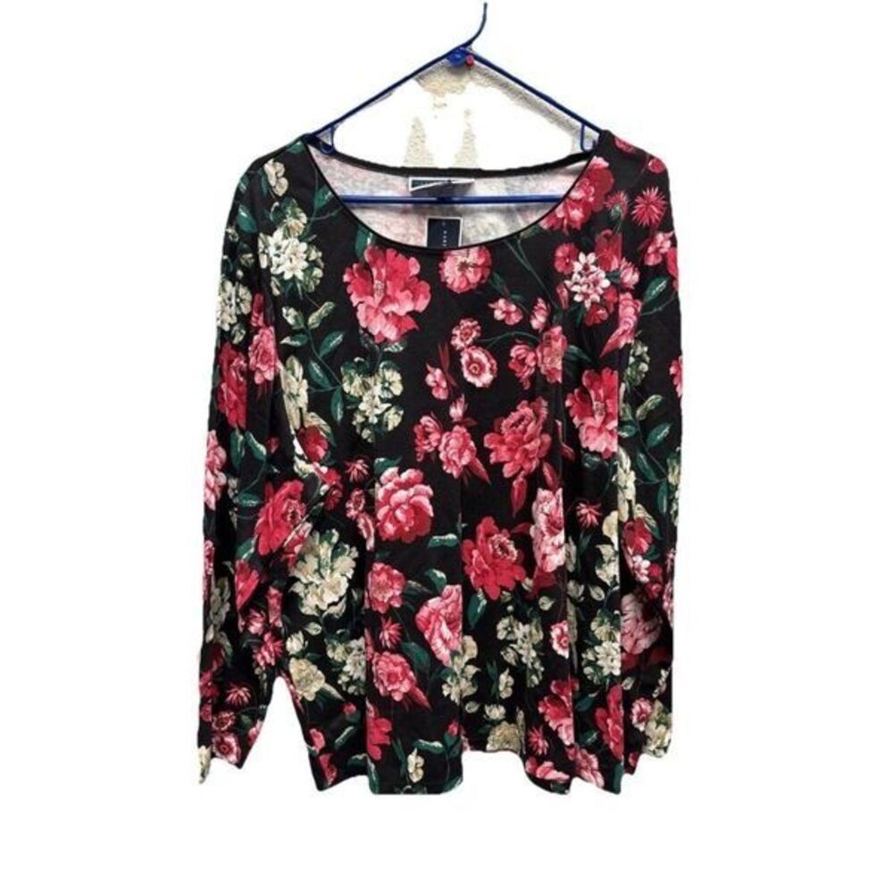 Karen Scott Women 3X Floral Long Sleeve Top Shirt New Pullover Round Neck Cotton